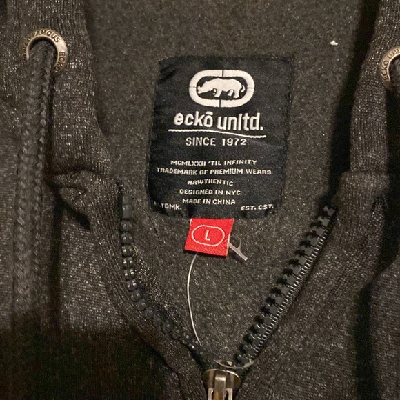 Men size L , ECKO Unlimited dark Grey Hoodie - Picture 3 of 8